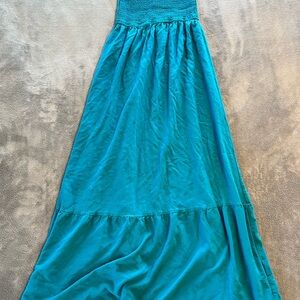 Zesica Tube Top Maxi Dress Women’s Size M Blue/Green Aqua Long
